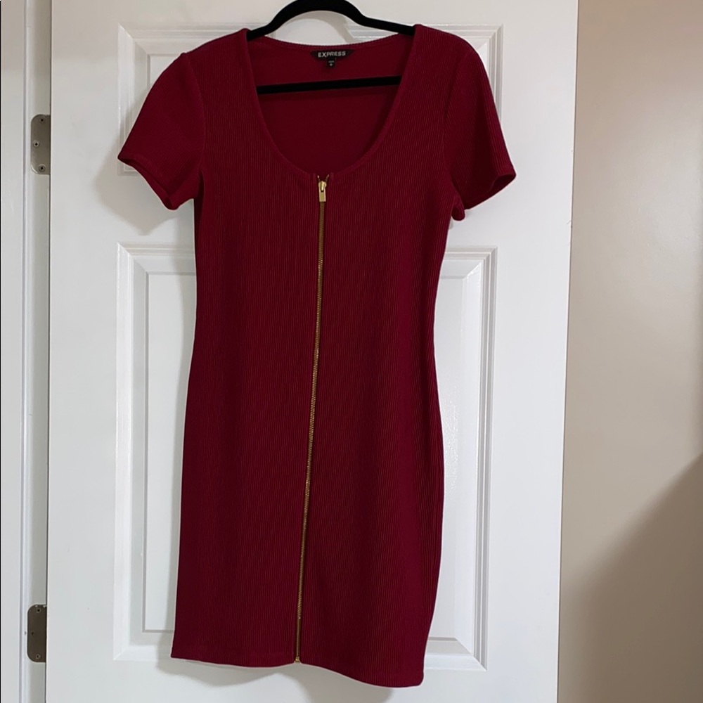 Express Red Zip-Front Dress
